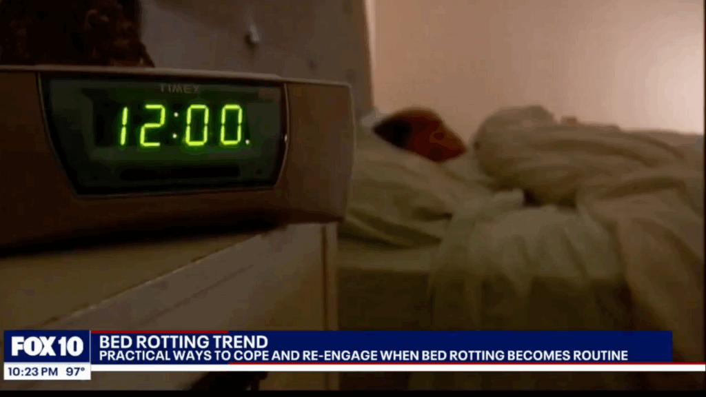 still of fox10 az news segment on bed rotting trend