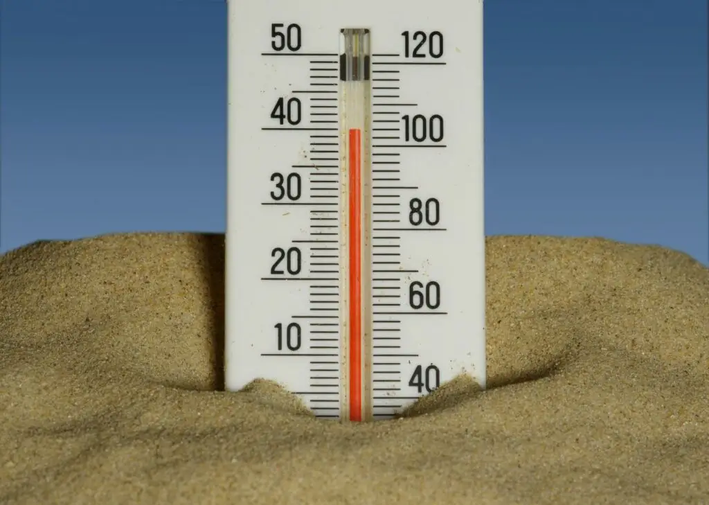 Thermometer showing high temperature