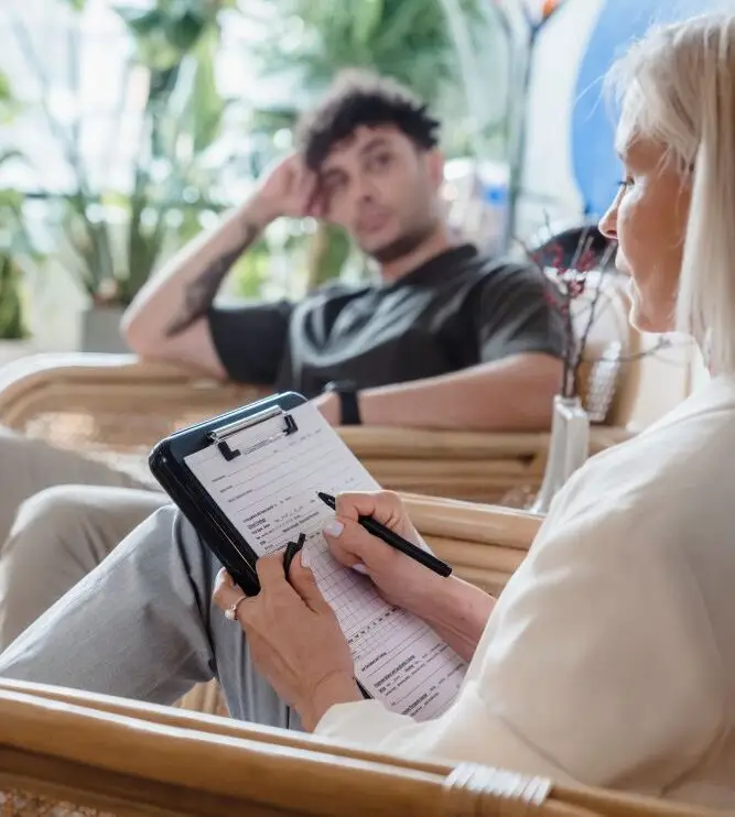 Man receiving therapy for depression